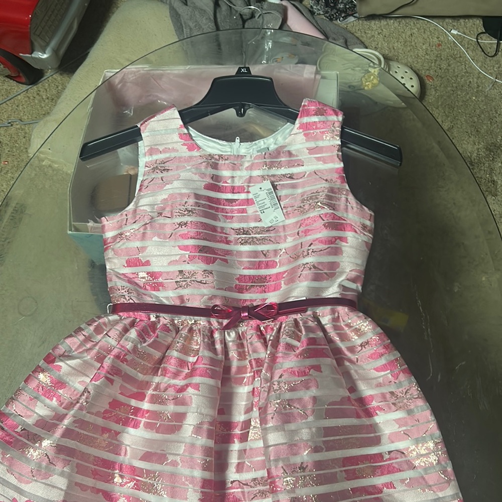 Pink and white dress